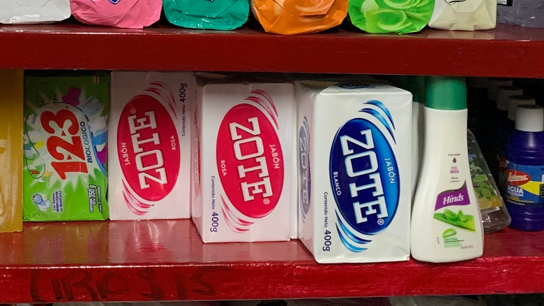 Zote soap on shelf
