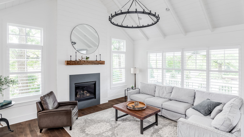 living room with fireplace