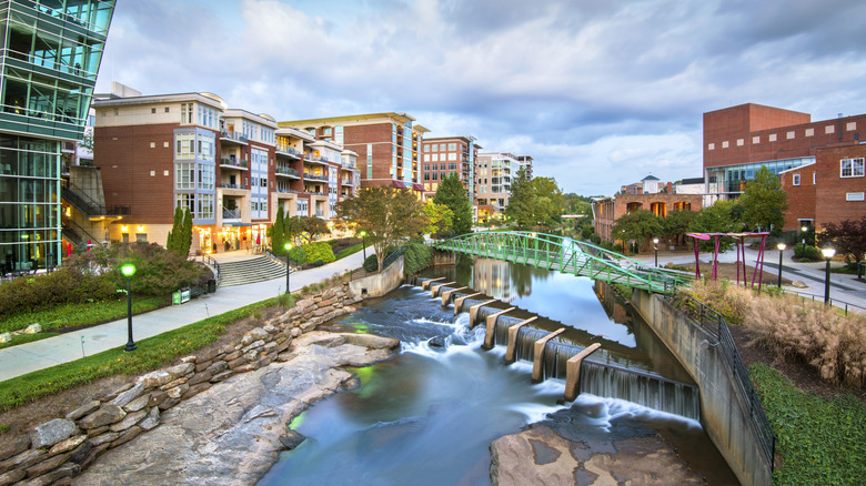 A river running through Greenville, South Carolina.