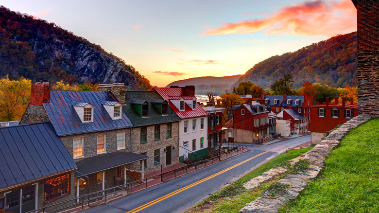 A historic street in downtown Harpers Ferry, West Virginia.