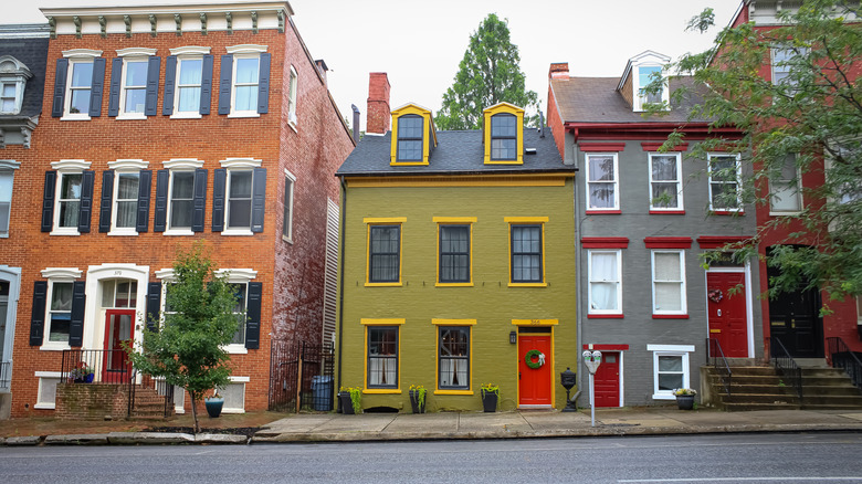 A row of historic buildings in York, Pennsylvania.