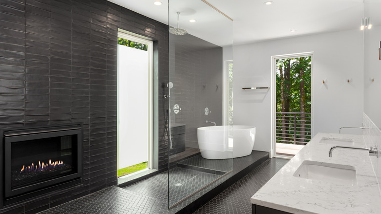 Luxurious bathroom with black shower