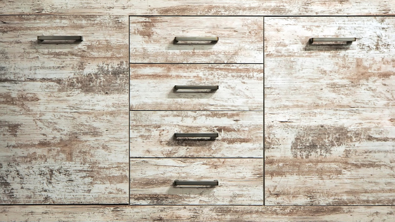 Bleached wood cabinets
