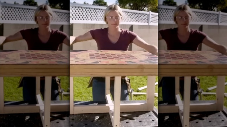Jasmine Roth working with table