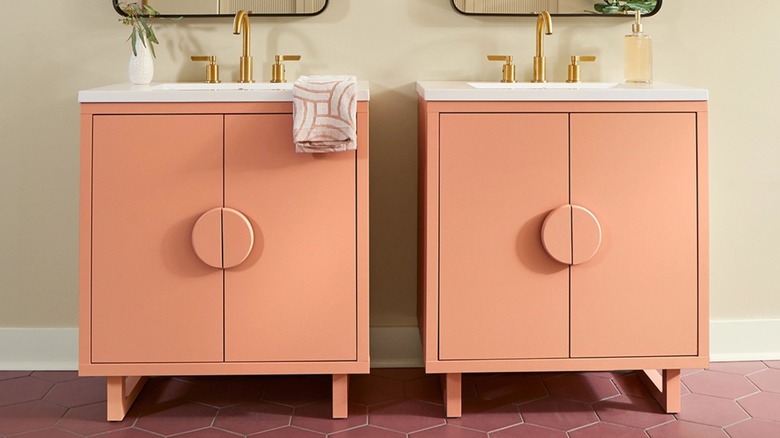 Bathroom cabinets painted with Persimmon