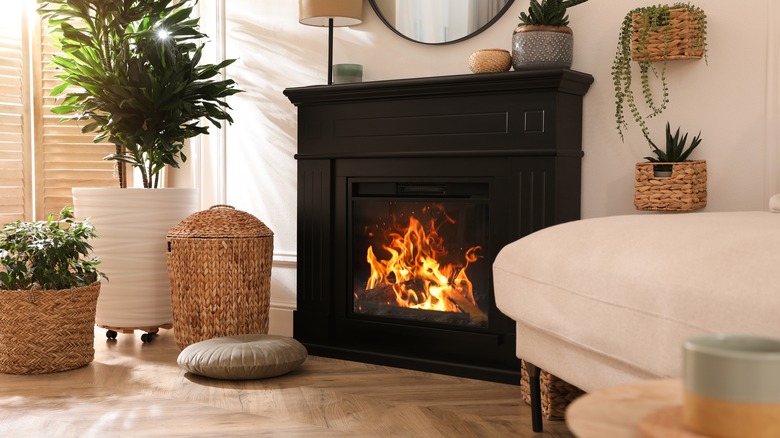 black electric fireplace