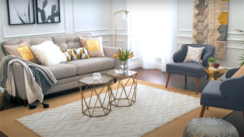 layered rugs in living room