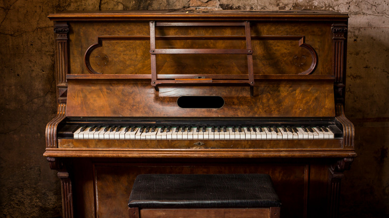 old wooden piano