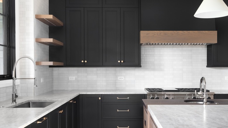 Kitchen with black cabinets
