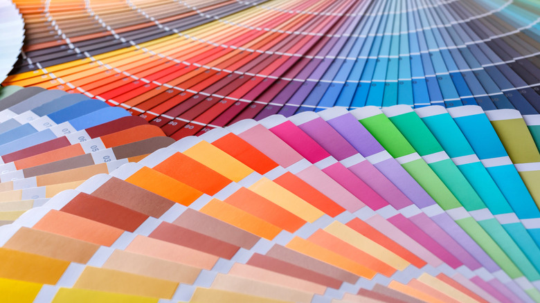 A pile of color swatches