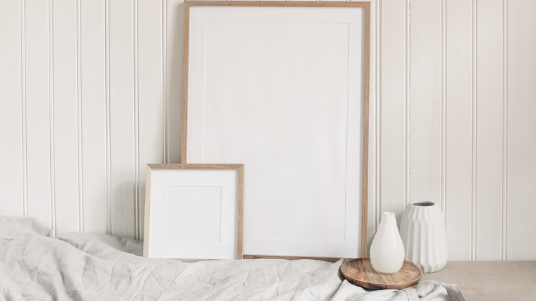 Beadboard paneling with white decor