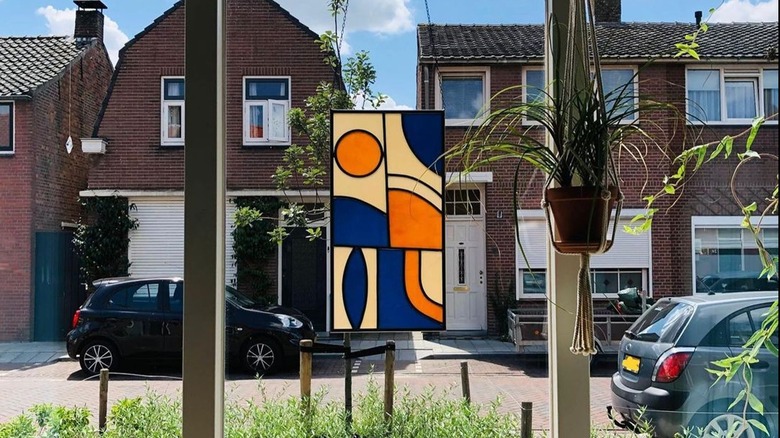 Hanging stained glass panel