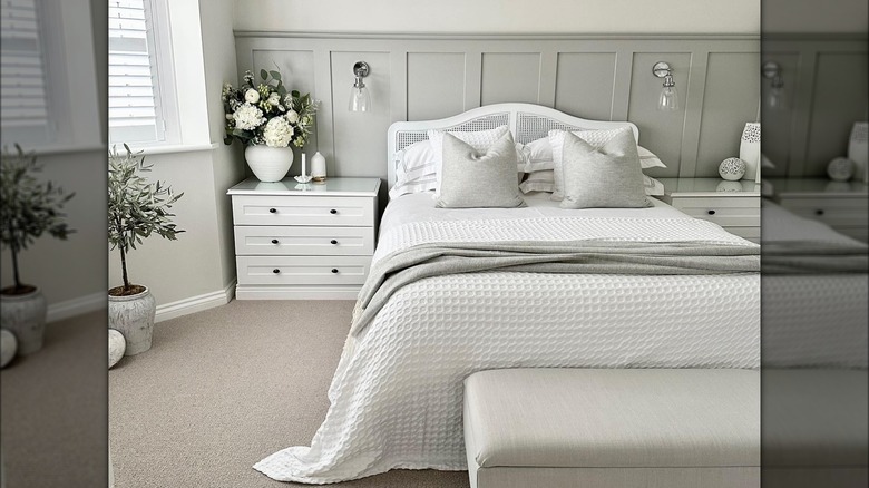 Bedroom painted in "Pavilion Gray"