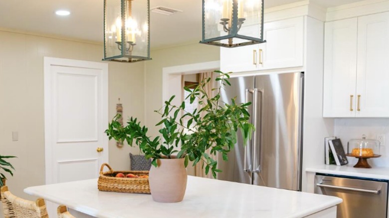 Kitchen with white cabinets