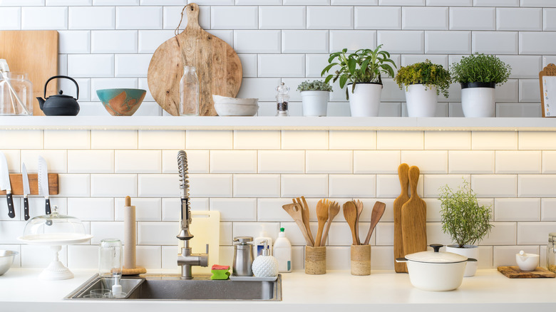 White subway tile backsplash