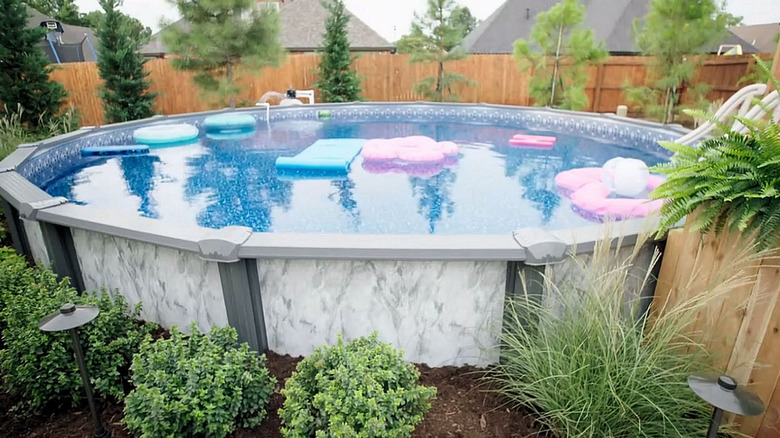 newly installed above-ground pool
