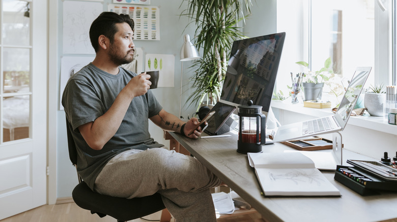 Man working at home