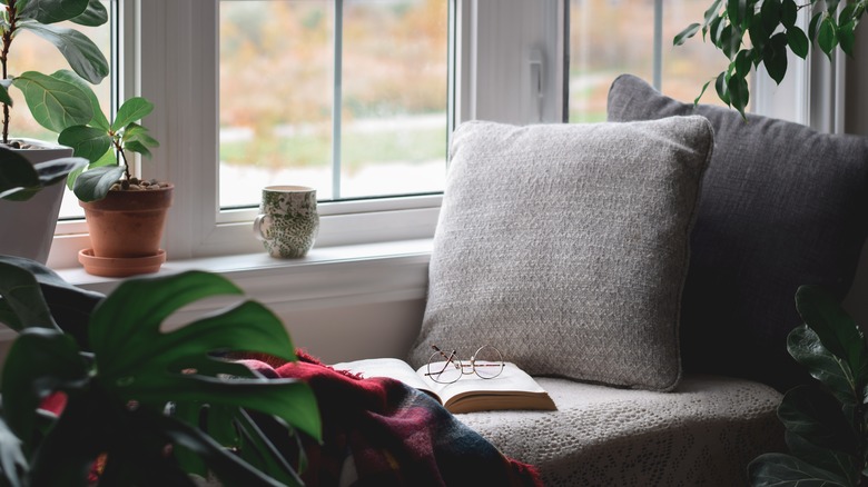 Reading nook by a window