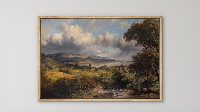 SIGNWIN Framed Canvas Print Wall Art Clouds Over Retro Countryside Nature Wilderness