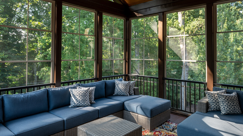 indoor porch with windows screens