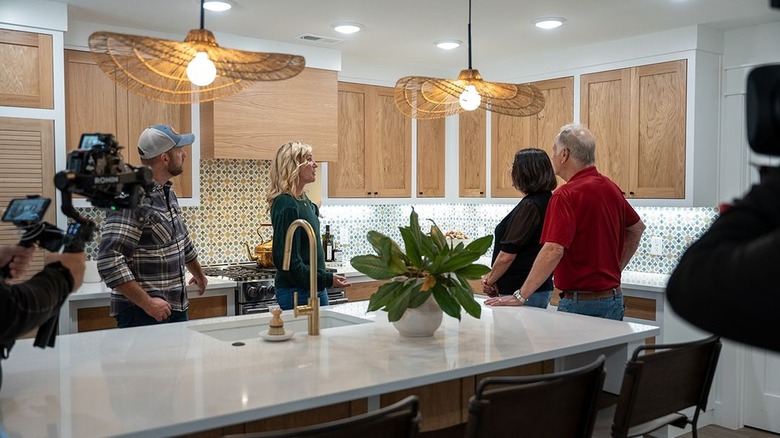 The Marrs revealing their final textured kitchen result