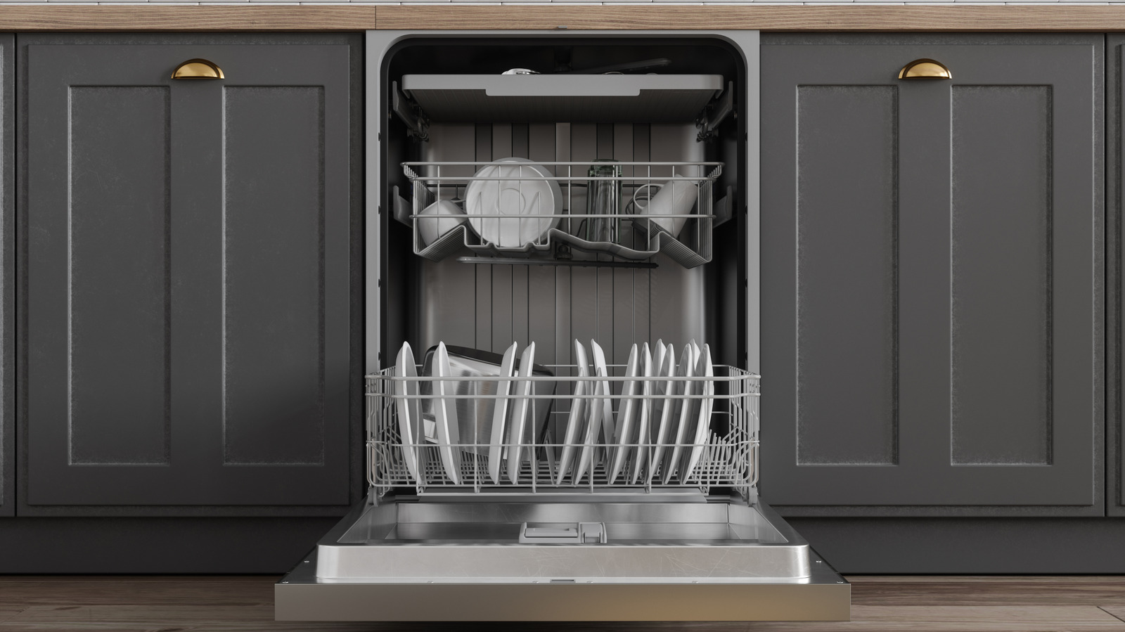 Conceal an Old Dishwasher with a Charming Curtain Trick