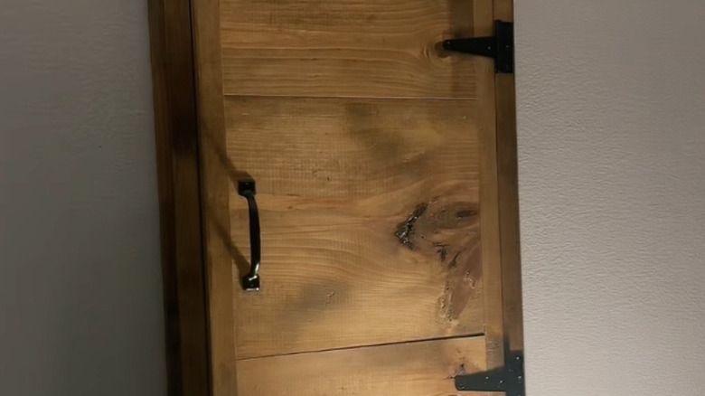 farmhouse door on gray background