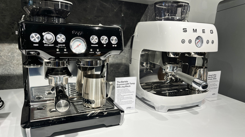 Espresso makers on display at a store