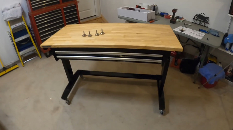 Husky's 2-Drawer Adjustable Height Black Work Table