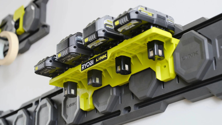 Ryobi's LINK ONE+ Battery Shelf in use