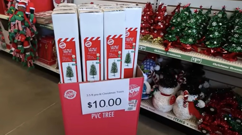 Dollar Tree pre-lit green holiday trees for sale