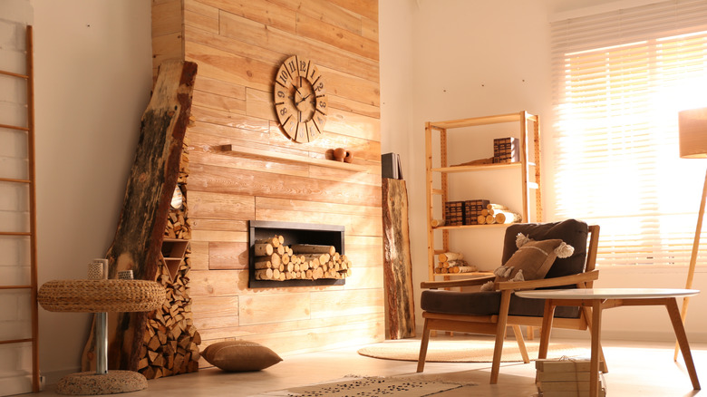 Rustic room with a lot of wood furniture