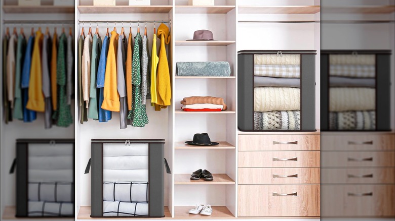 Two fixwal storage bags in a closet