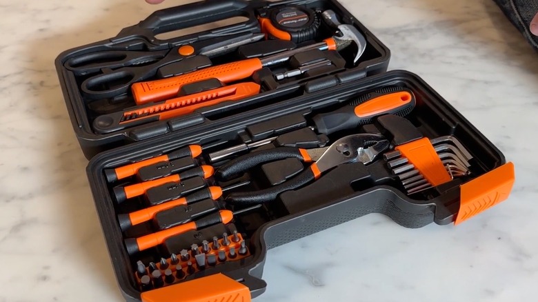 Open Cartman 39 Piece Tool Set in marble countertop