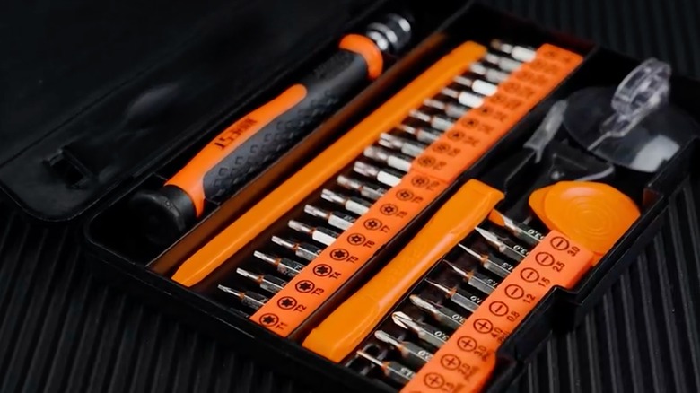 Close-up of Jorest 40Pcs Small Precision Screwdriver Set in case