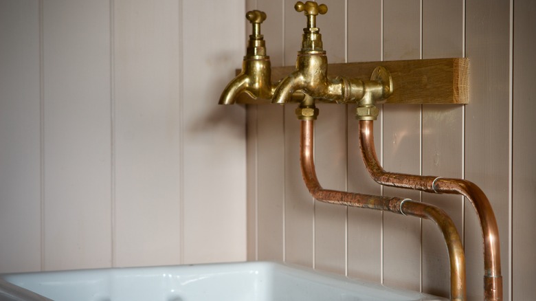 exposed copper pipes in home