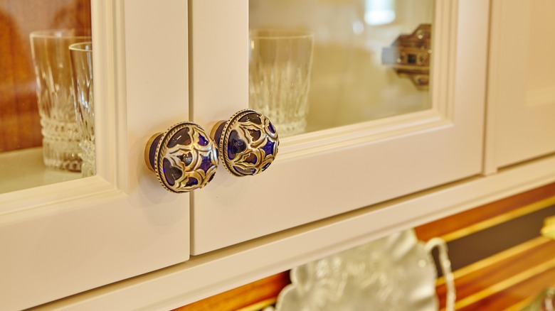 gold and blue statement knobs