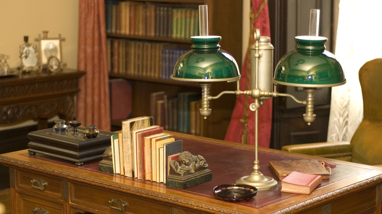 old banker's desk lamp