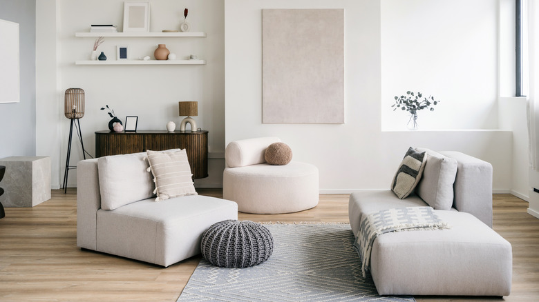 A modern, minimalist living room