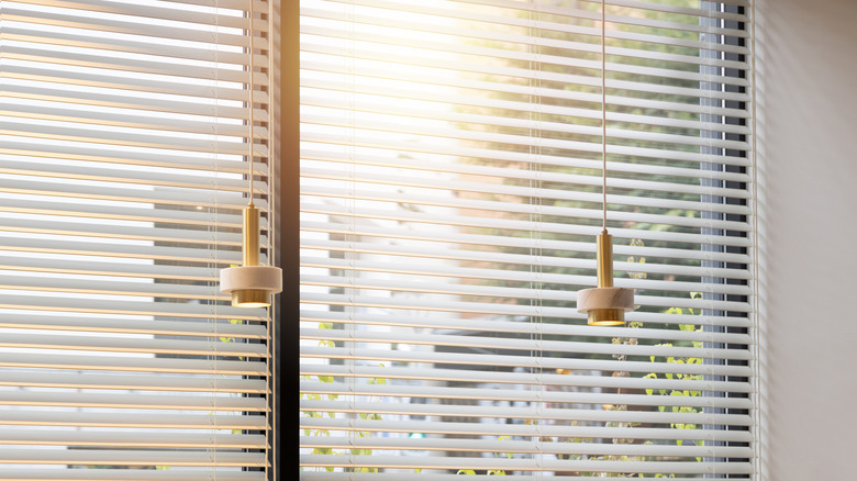 Closeup of vertical mini blinds