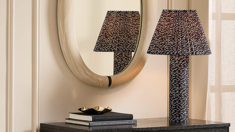 black and white fabric lamp