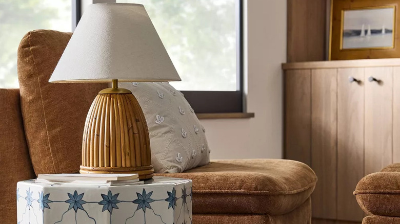 bamboo table lamp in living room