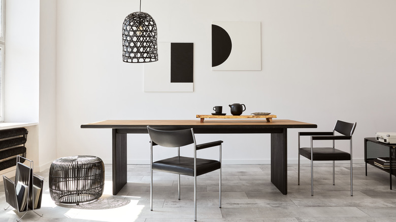 black and white dining room