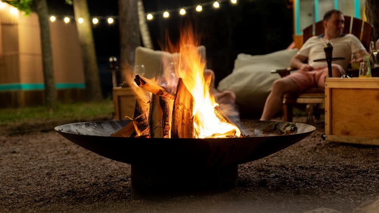 Firepit in backyard