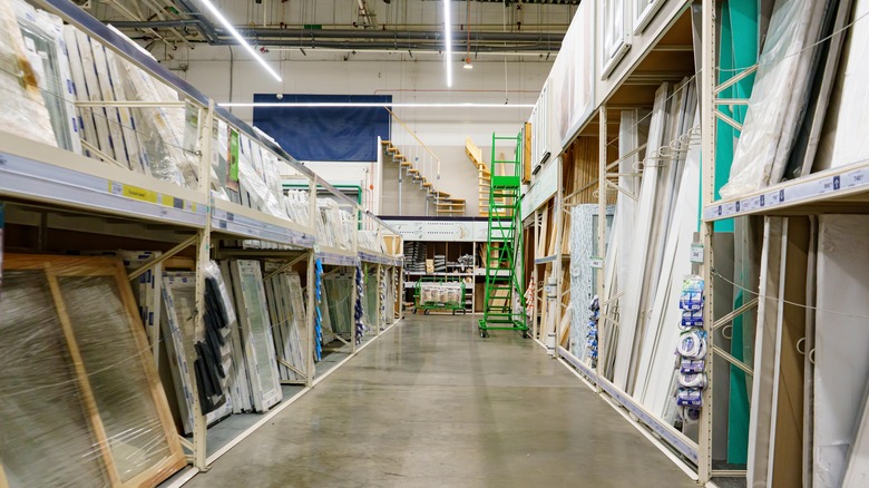 Hardware store window and door aisle