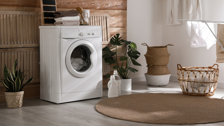 boho themed laundry room