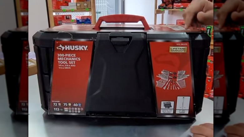 Husky 300-piece mechanics set tool box on a table