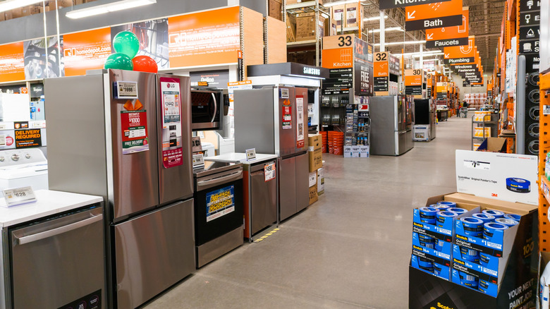 Appliances on display at Home Depot