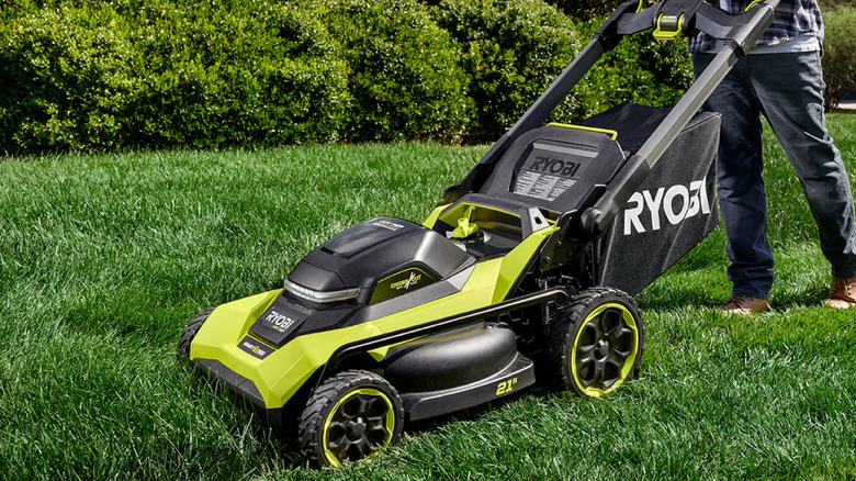 The cordless Ryobi 40V HP 21" walk behind self-propelled lawn mower