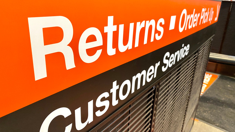 home depot returns sign